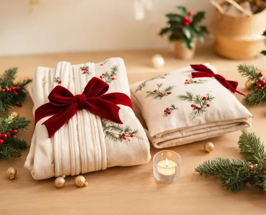 Curtain and pillow gift set for a host