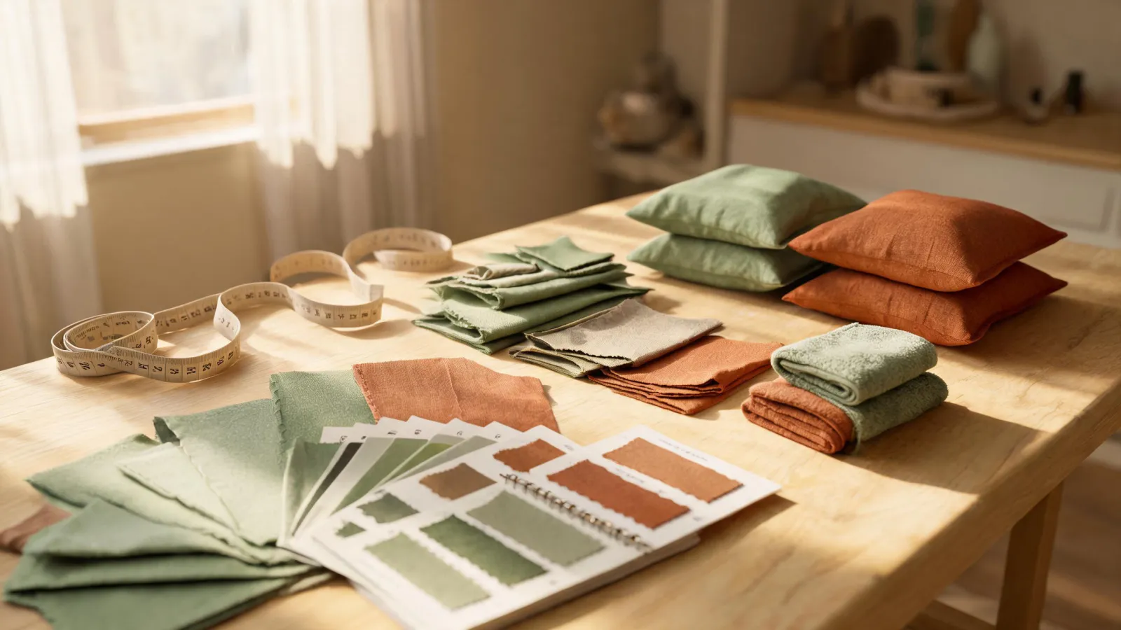 Curtain measuring and bedding planning table